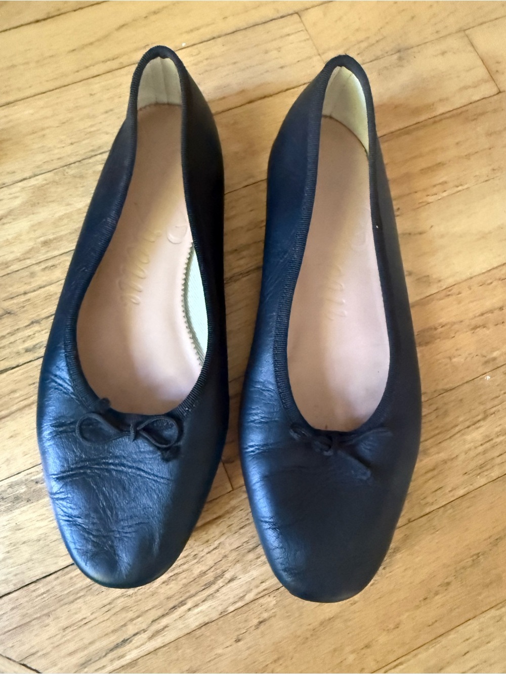 J. Crew Black Leather Ballet Flats with Bow